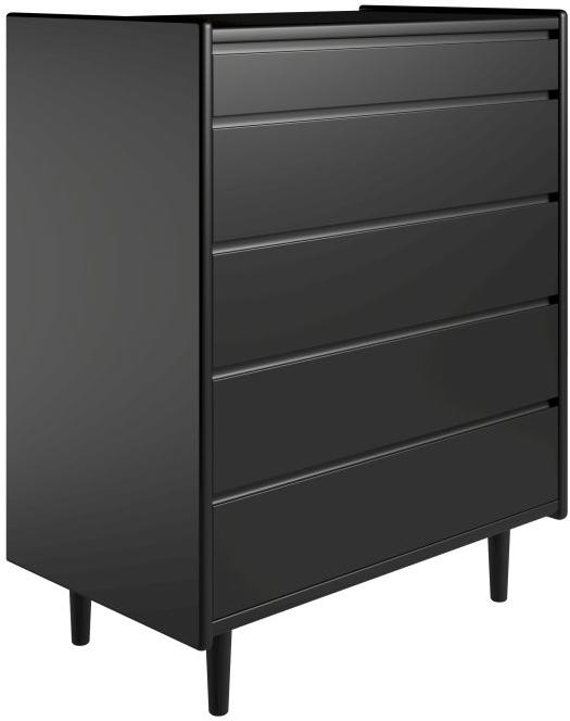 Elegant Sort Kommode med 5 Skuffer – Tidløst Design