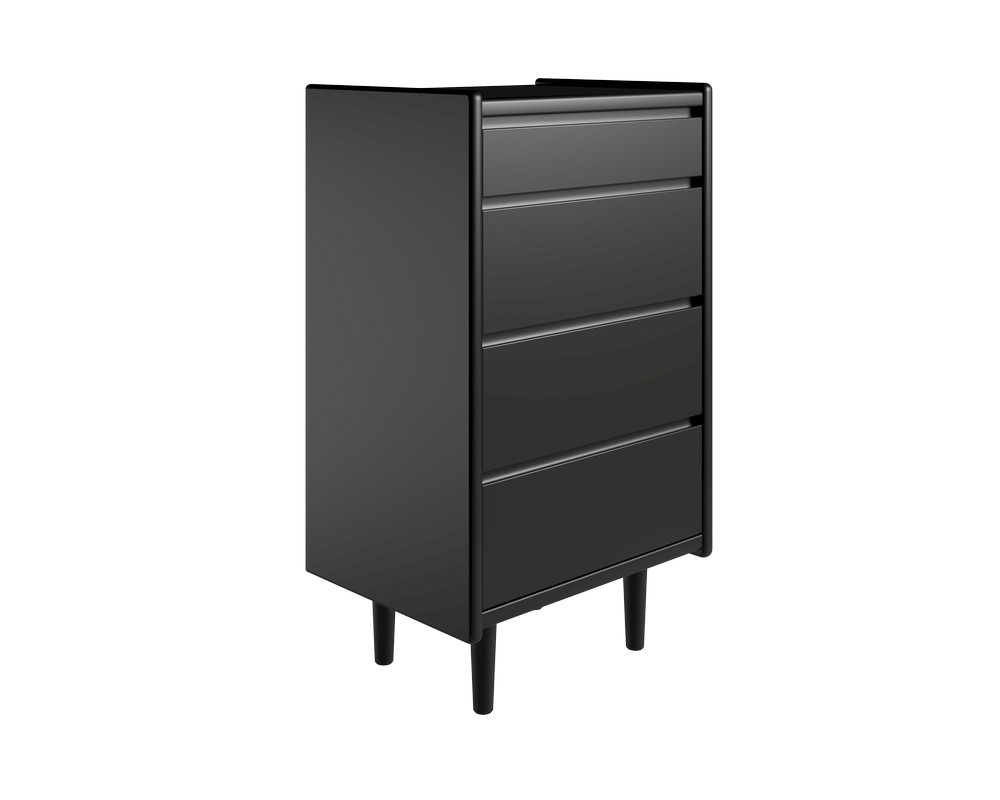 Elegant sort kommode med træben – pladsbesparende opbevaring!