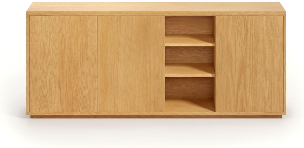 Natur Skænk Kave Home Abilen Kommode Egetræsfiner Fsc Certificeret Skub åbne Døre Nordisk 180x36x75 - Kave Home Kommoder  - 8433840794495