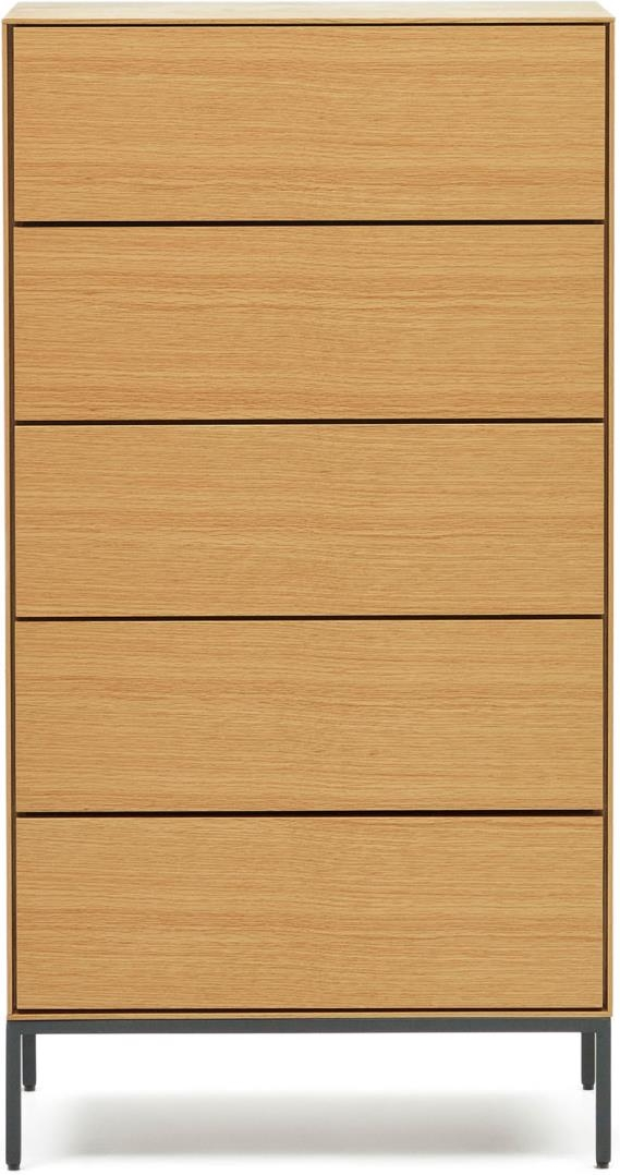 Sort Kommode Kave Home Vedrana Natur Egetræsfinr Med Stålben Push Open Skuffer - Kave Home Kommoder  - 8433840805368