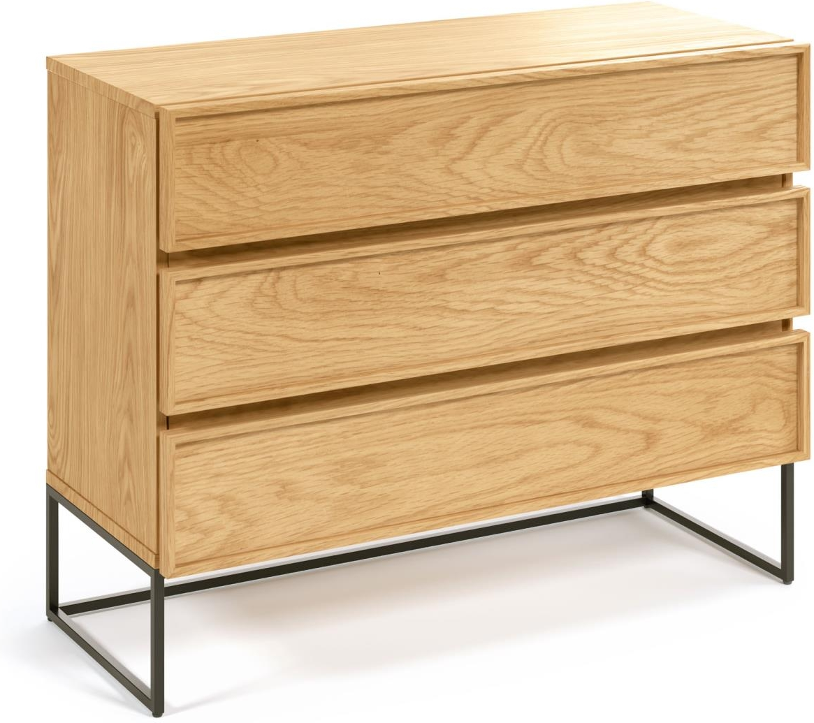 Sort Kommode Kave Home Taiana Natur Egefiner Mat Stålramme 100 - Kave Home Kommoder  - 8433840661391