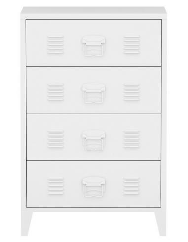 Hvid Linna Kommode Metal H92 B80 D40 - Kommoder